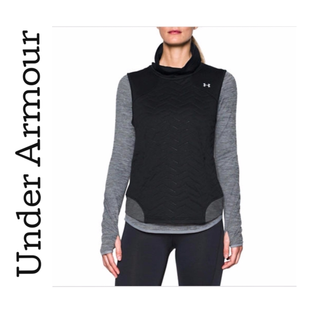 Under Armour ColdGear Reactor 3G Pullover Mock Neck Black & Grey Vest Jacket SM
